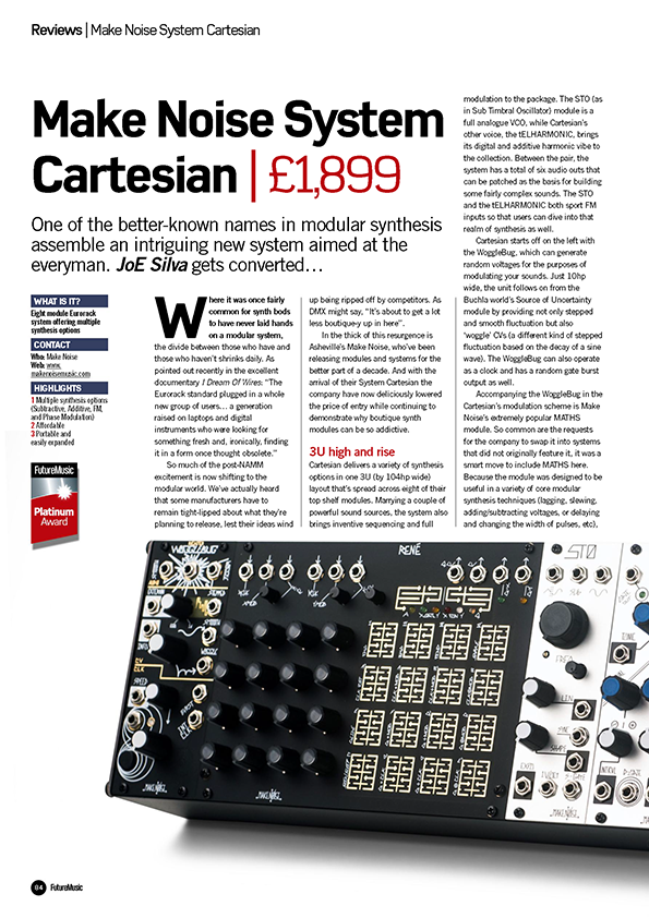 Make Noise Cartesian (Future Music May 2016, #304, Page 1)